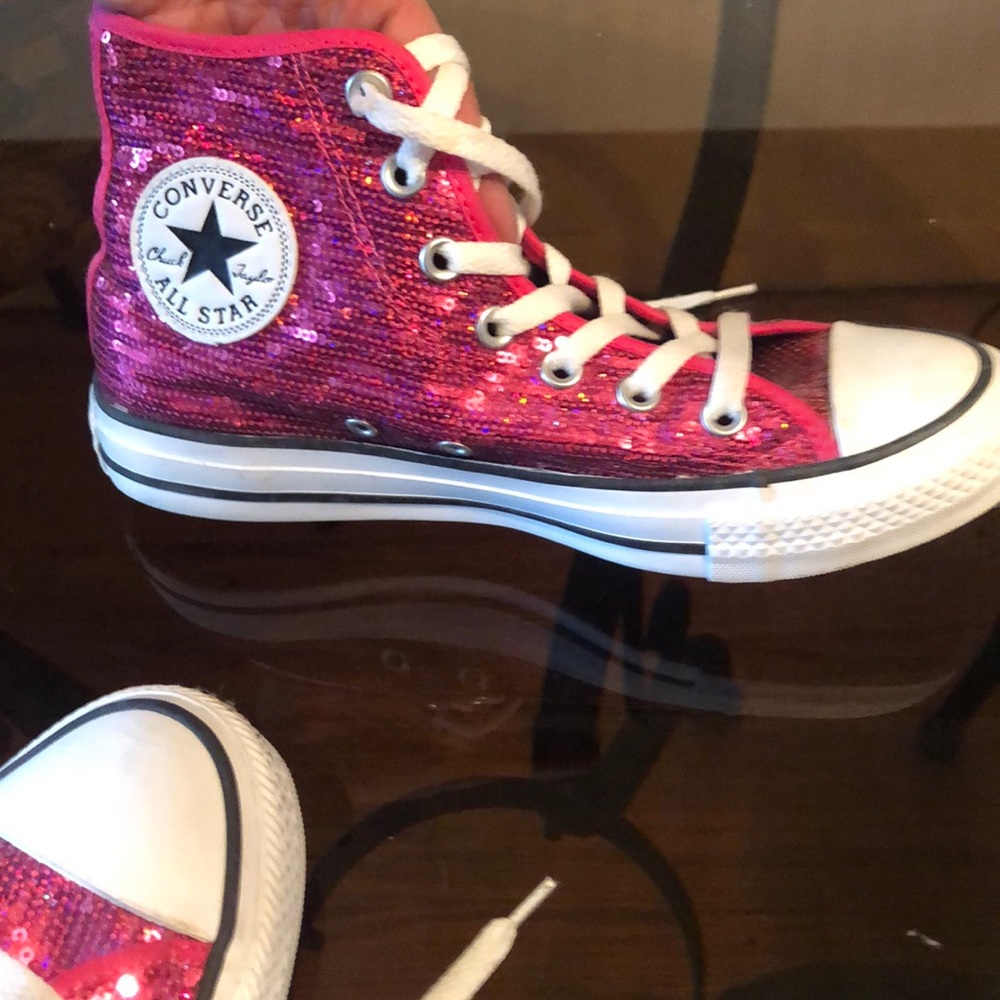 Converse custom pink sequin chuck taylors